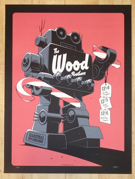 2015 The Wood Brothers - Nashville Silkscreen Concert Poster by Charles Crisler