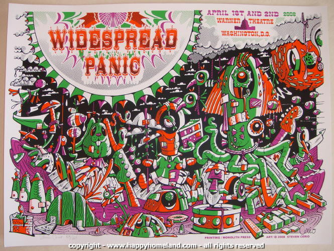 2008 Widespread Panic - DC Silkscreen Concert Poster by Cerio